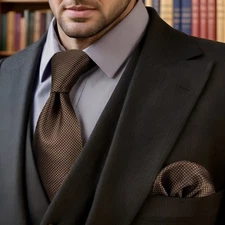 SHLAX&WING Ties for Men Solid Color Dark Brown Chocolate Necktie Classic