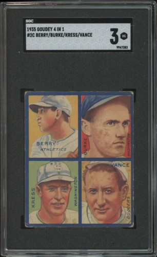 Berry, Burke, Kress, Vance #2C 1935 Goudey 4 in 1 card