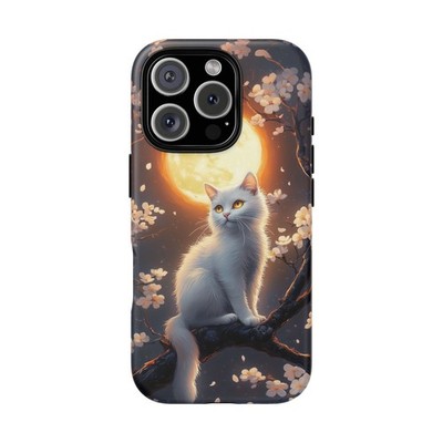 Phone Ink - Lifetime Warranty Custom Case - White Cat Blossom Tree Golden