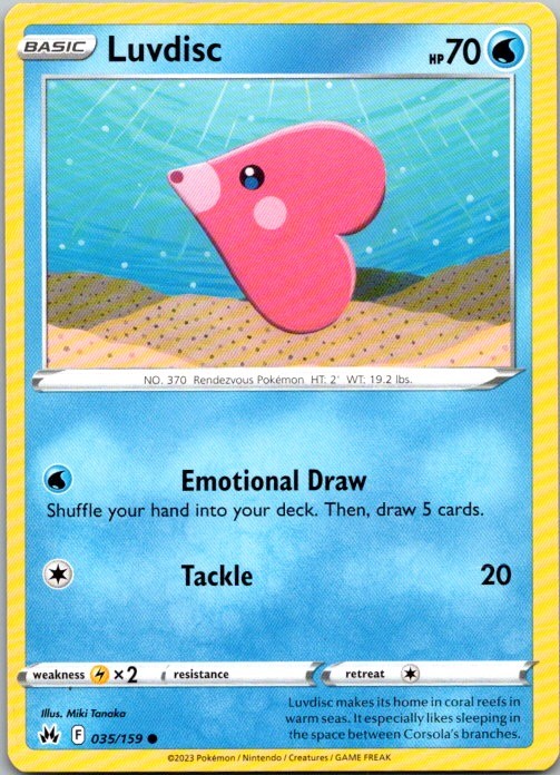 LUVDISC 035/159 COMMON CROWN ZENITH POKEMON NEAR MINT