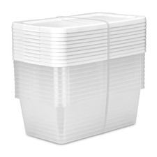 Sterilite 6 Qt Clear Storage Bin, Snap-on White Lid, 10-Pack, Stackable Plastic