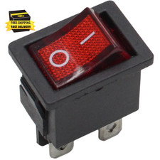 5 Pack Mini Rocker Switch, On-Off Power Switch Red Button 4 Pin Toggle Switch, L