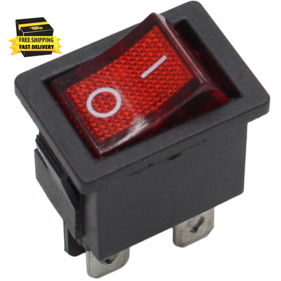 #ad 5 Pack Mini Rocker Switch On Off Power Switch Red Button 4 Pin Toggle Switch L $8.89