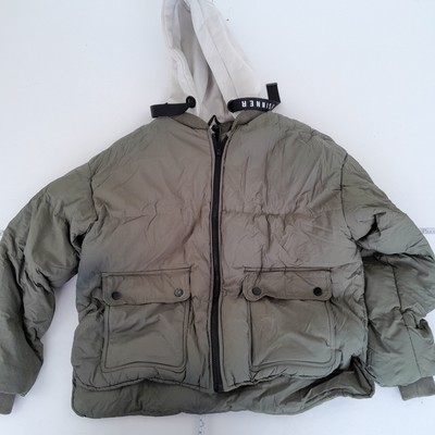 Saint & Sinner gefütterte Jacke 8 grün Damen durchgehender Reißverschluss wattiert Kontrast Hoodie