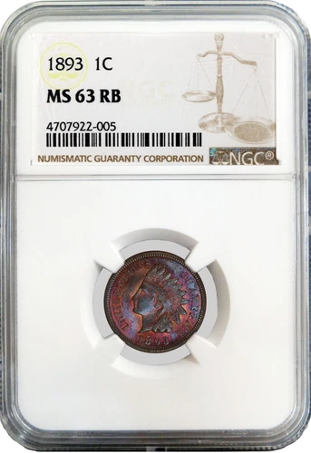 1893 1C Indian Head Cent NGC MS63 RB Red Brown Uncirculated Toned Coin