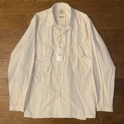 Snow Peak Takibi Japan Rare Slant Pocket Loop Open Collar Ecru White FR Shirt L