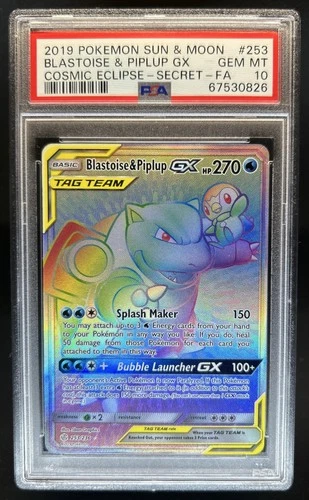 2019 Pokemon SM Cosmic Eclipse Blastoise Piplup Tag Team #253/236 PSA 10