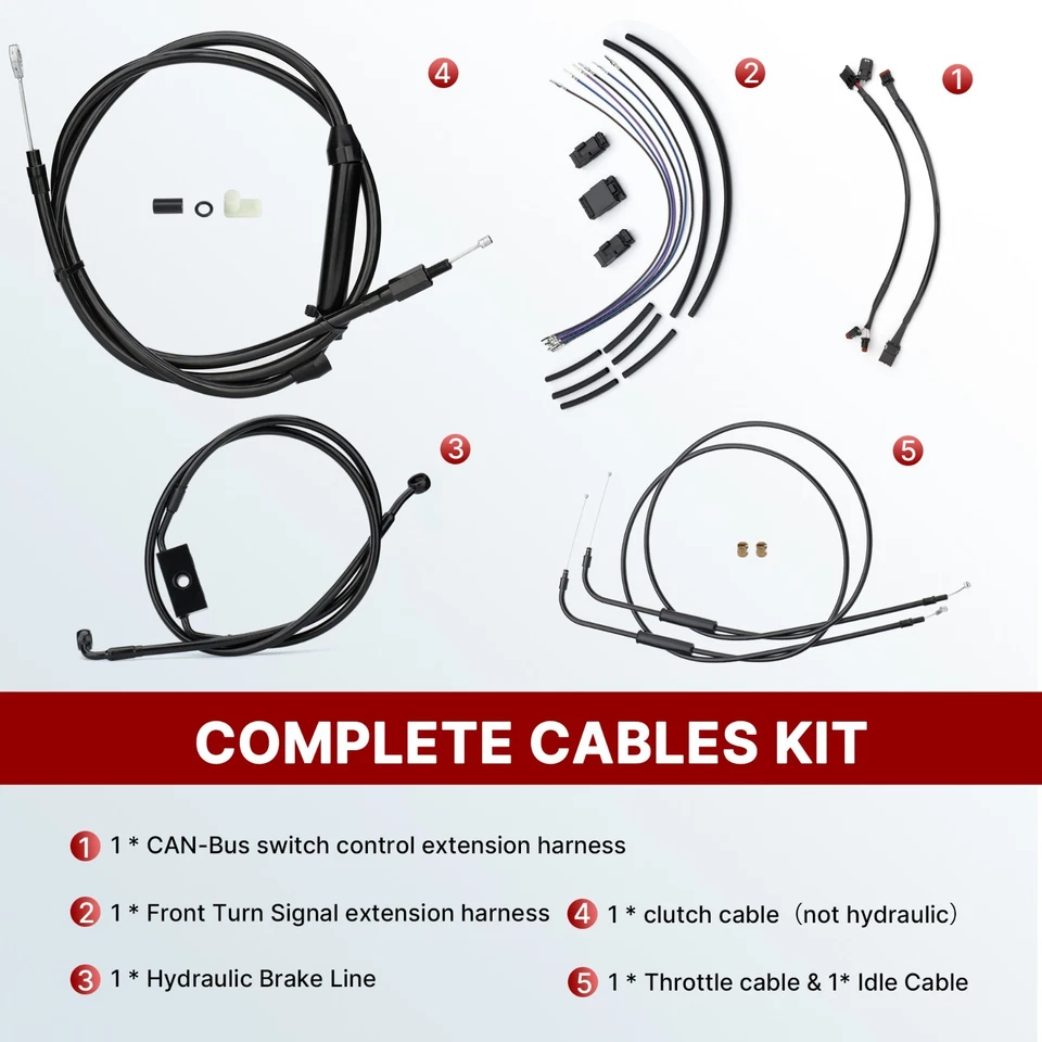 Clutch Cable ABS Brake Line for 2014-2024 Harley Sportster XL 883 1200 14 in Bar - Image 3 of 4