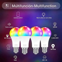 4X RGB Smart Wifi LED E27 GlüHbirne 9W (Entspricht 85W),Dimmbar 820Lm Alexa Home