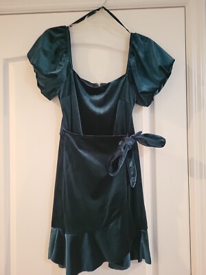 slim fit dress slacks Dark Green Bubble Sleeves High-Split Mermaid Prom Dress main image 0