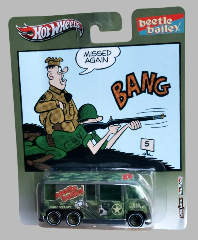 2013 Hot Wheels GMC MOTOHOME BEETLEY BAILEY Olive Green Pop Culture White LineRR - Изображение 2 из 4