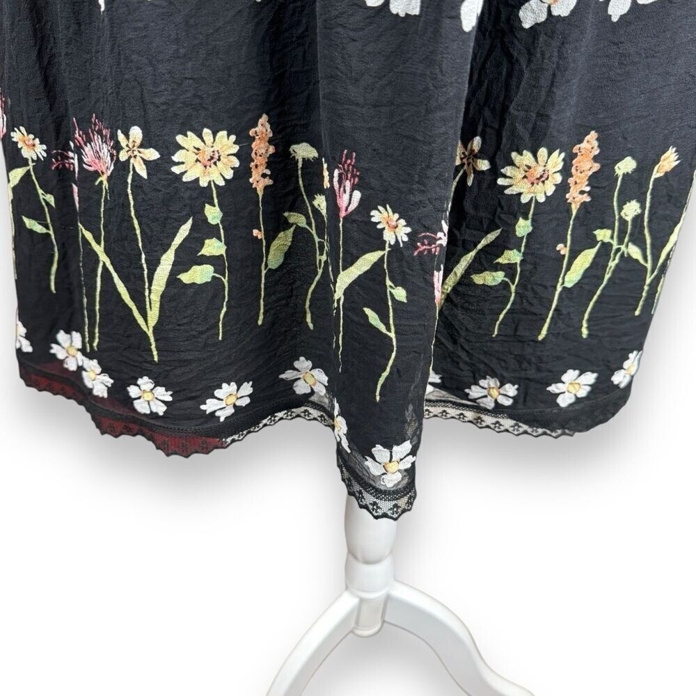 Anna Sui Anthropologie Womens Silk Babydoll Dress Size 6 Floral Whimsigoth Fairy