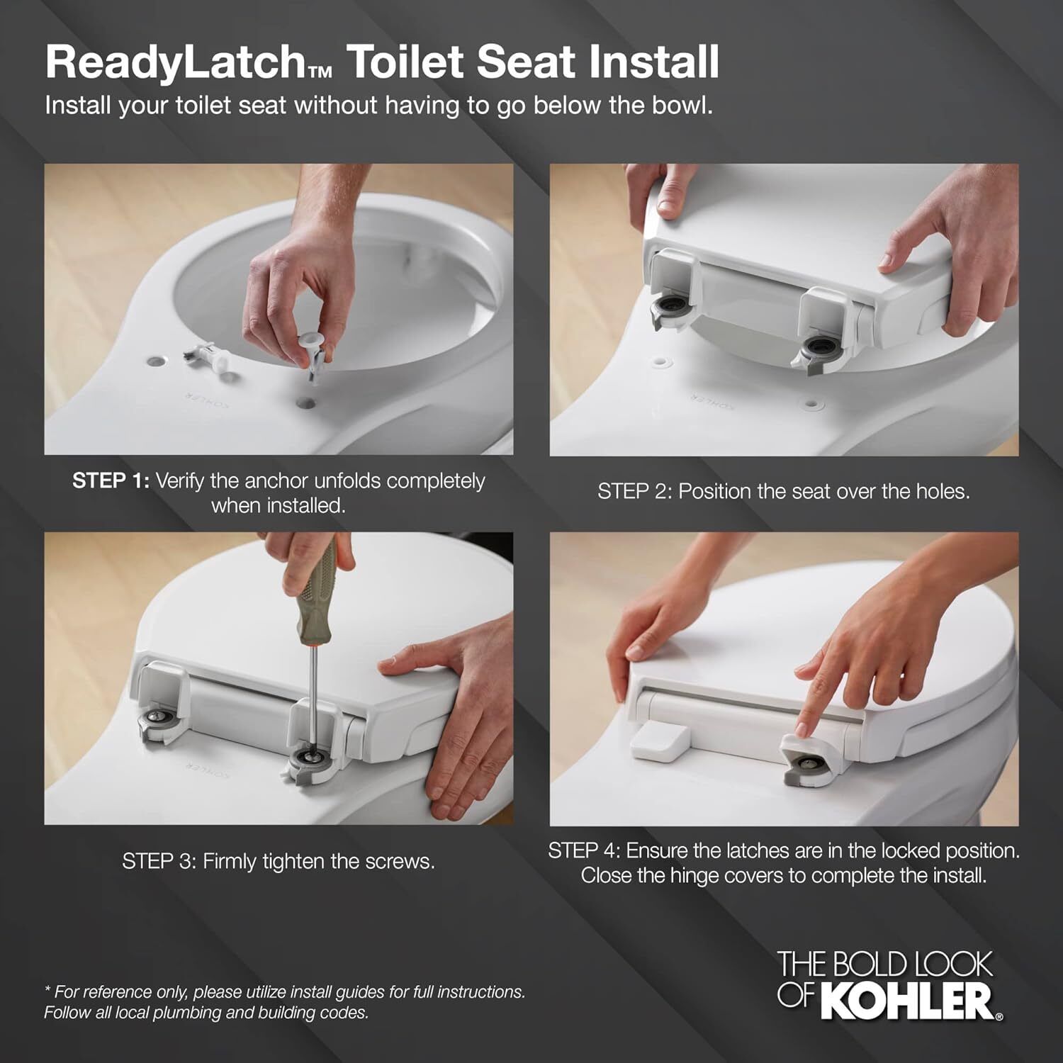 KOHLER 4636 RL 96 Cachet ReadyLatch Soft Close Elongated Toilet Seat