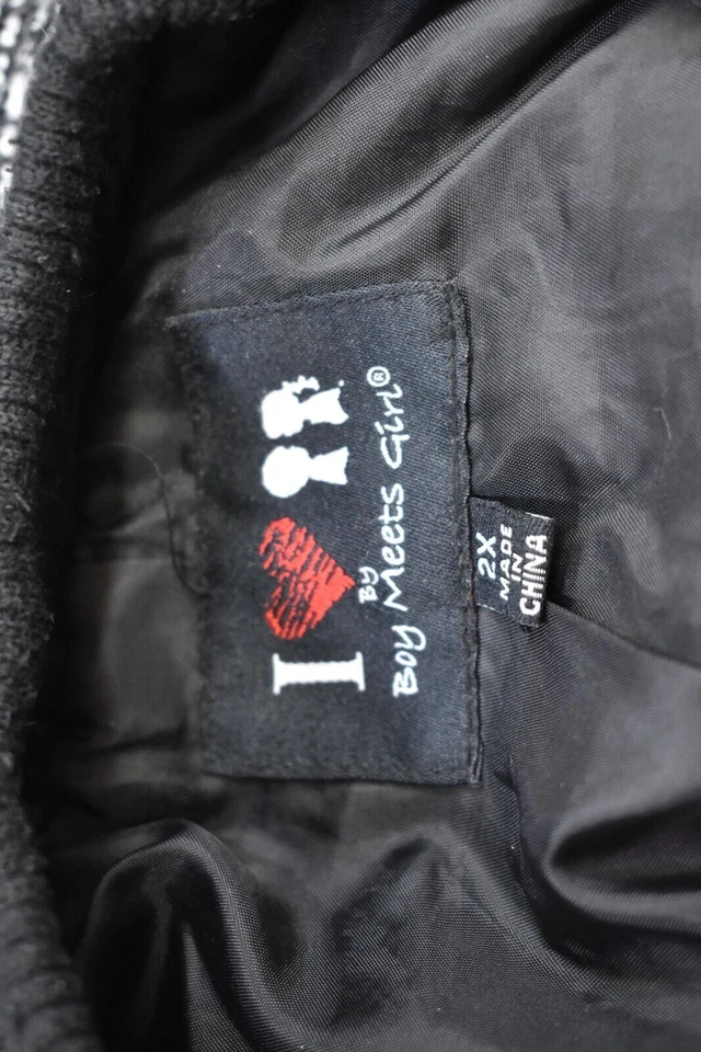 I Love By Boy Meets Girl Mujer Mezcla de Lana Tweed Cable Suéter Chaqueta Bomber 2X Foto 3 de 4