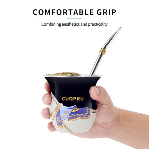2025 Yerba Mate Cup con Bombillas Set di Cannucce e Spazzole per Pulizia, Sella Gauchos - Foto 6 di 35