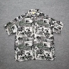 Panama Jack Hawaiian Shirt Mens XL Button Up Beach Motorcycle All Over Print