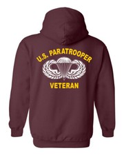 82nd Airborne Division VETERAN Jump Wings Paratrooper Maroon Hoodie Sweatshirt