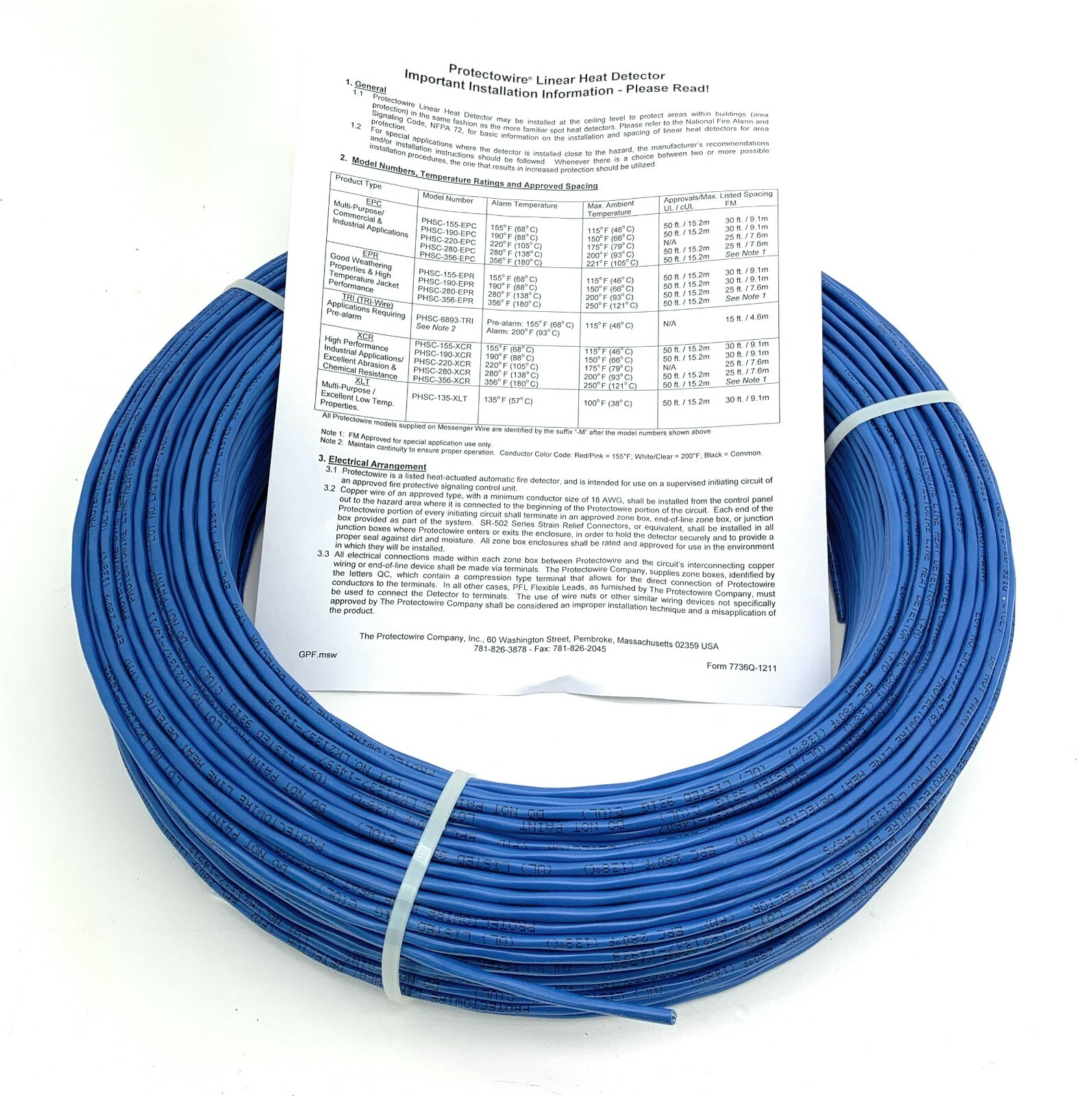 PROTECTOWIRE PHSC280EPC 500FT LINEAR HEAT DETECTOR WIRE eBay