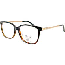 Jones New York J780 Womens Plastic Eyeglass Frame 56-15 Brown Horn Spring Hinge