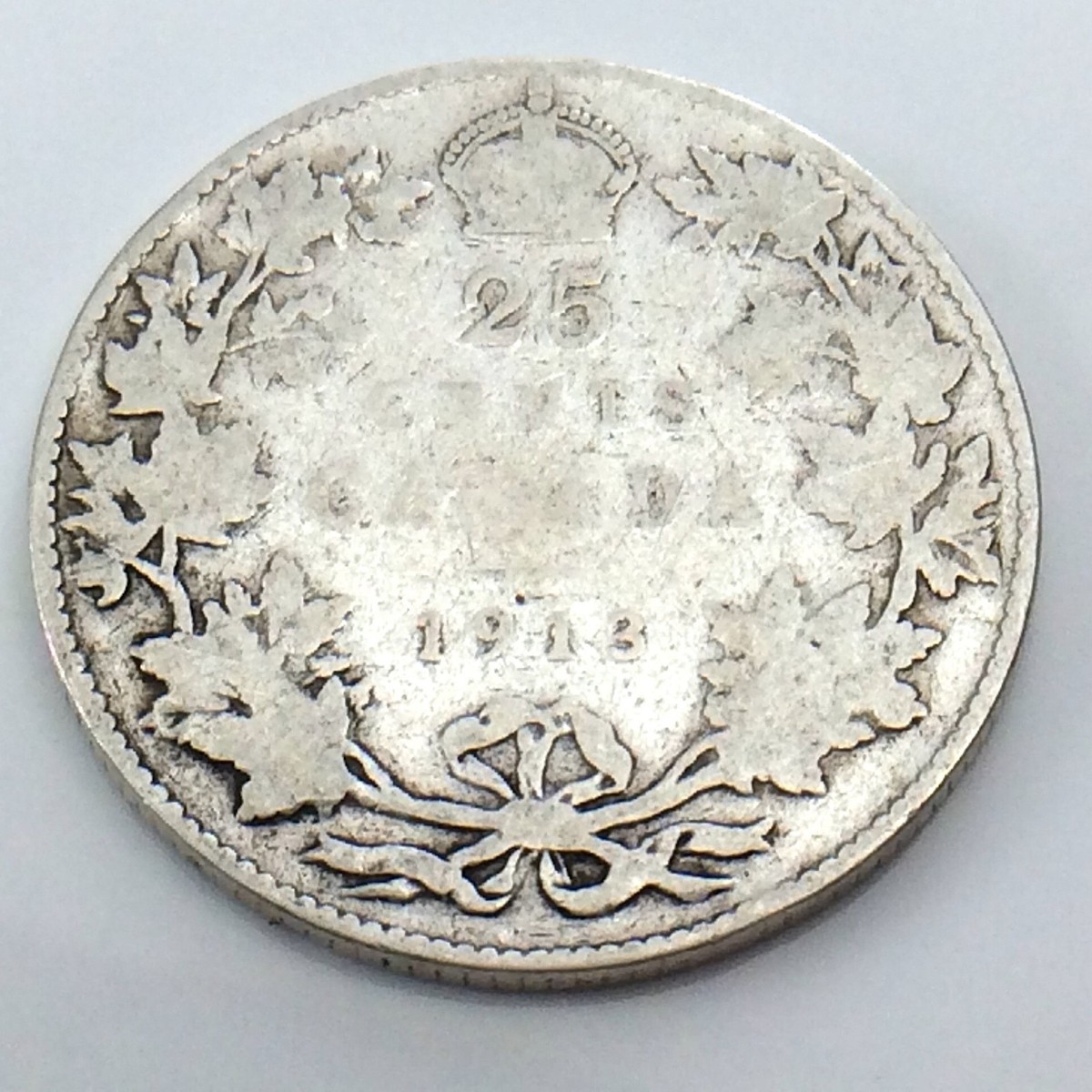 1913 Canada 25 Twenty Five Cents Quarter Silver King George V