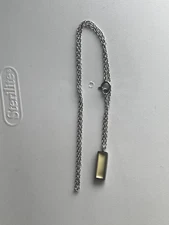 925 Sterling Silver and Yellow Enamel Drop Bar Pendant Necklace