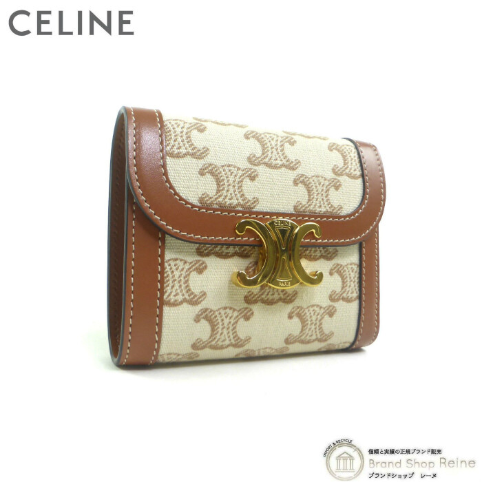 CELINE【入手困難】CANVAS ★TRIOMPHE SMALL FLAP WALLET★ 全色 Celine Small Flap Wallet Triomphe Canvas Trifold 10D78 White