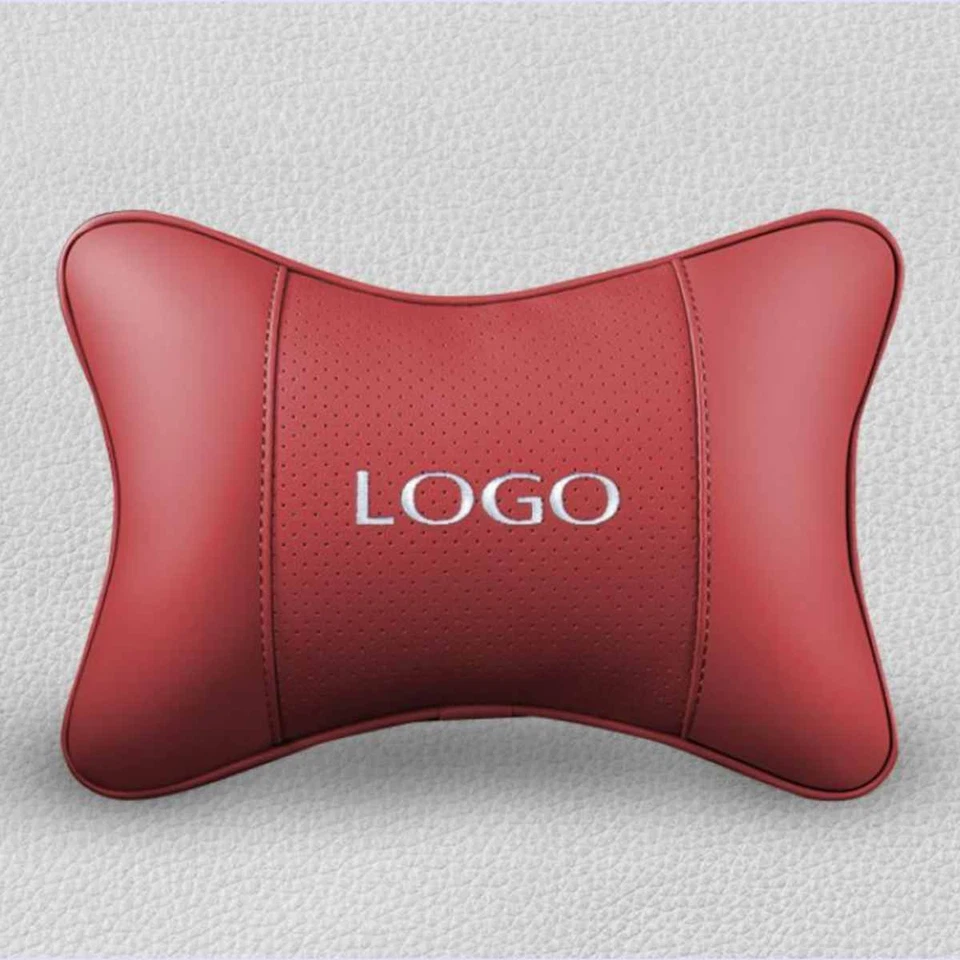2Pcs Wine Red Car Seat Headrest Neck Cushion Neck Pillow Breathe For Volvo - Imagem 2 de 4