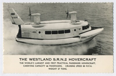The Westland S.R.N.2 Hovercraft Vintage Echtfoto Postkarte um 19
