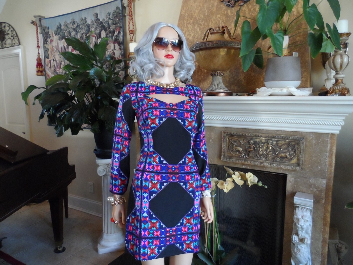 Mara Hoffman Black/Blue Multi Color A-Line Dress w/Cutout Detail