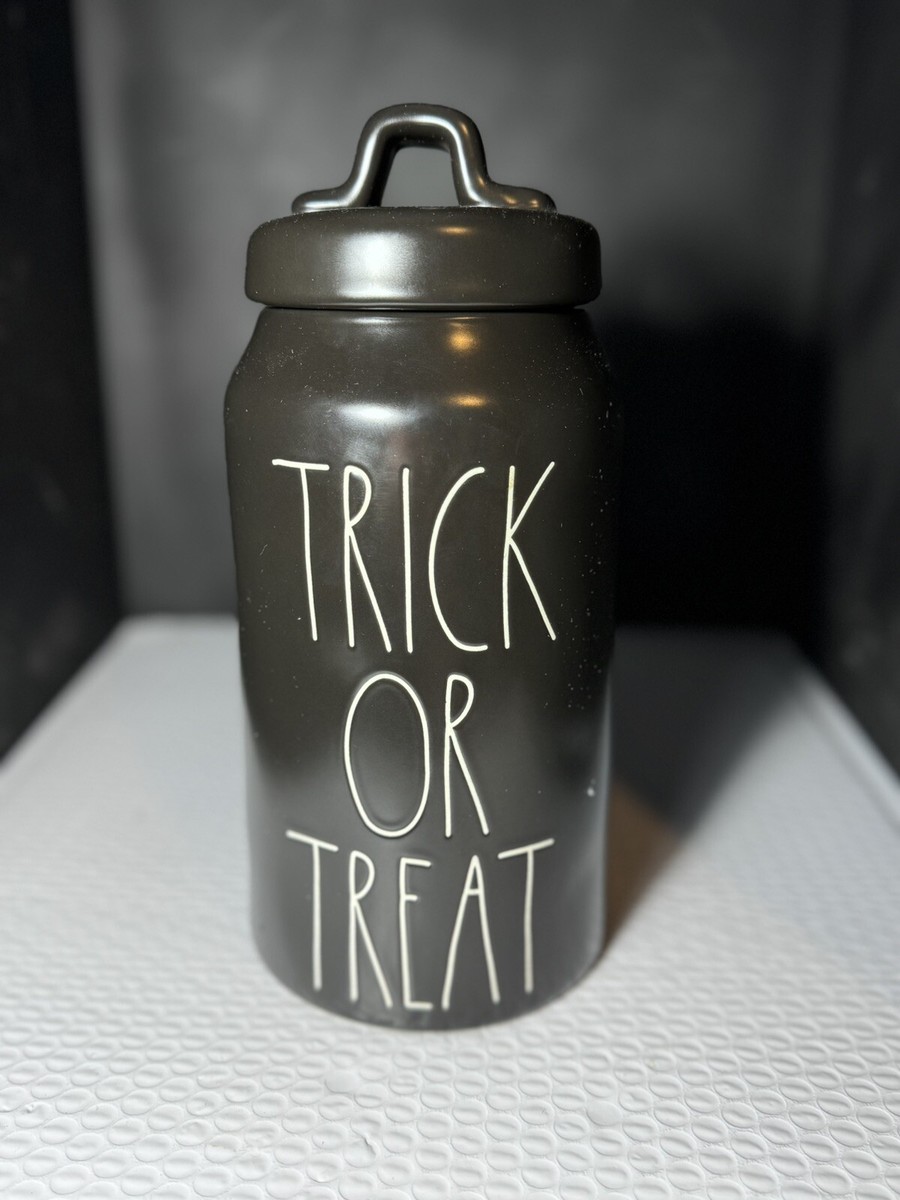 Rae Dunn Halloween Black TRICK OR TREAT Canister Tall Large Letter