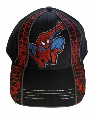 Marvel Spider-Man Berkshire Youth Black Hook & Loop Closure Cap Hat NWT