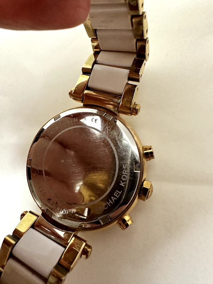 Impresionante reloj cronógrafo blanco MK para damas (mk6119) Parker con caja Foto 3 de 3