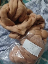 New 8 Oz  Buff AB-10031 Wool Roving Mohair Merino Fiber Spinning Felting Wool