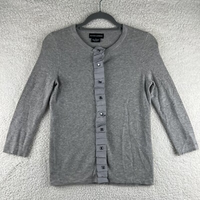 Sutton Cashmere Women s Size Small Sweater Snap Ruffle Ribbon