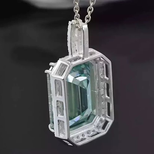 RARE 15.10 Ct Blue Treated Diamond Solitaire Pendant, Amazing Shine & Luster - Picture 6 of 9