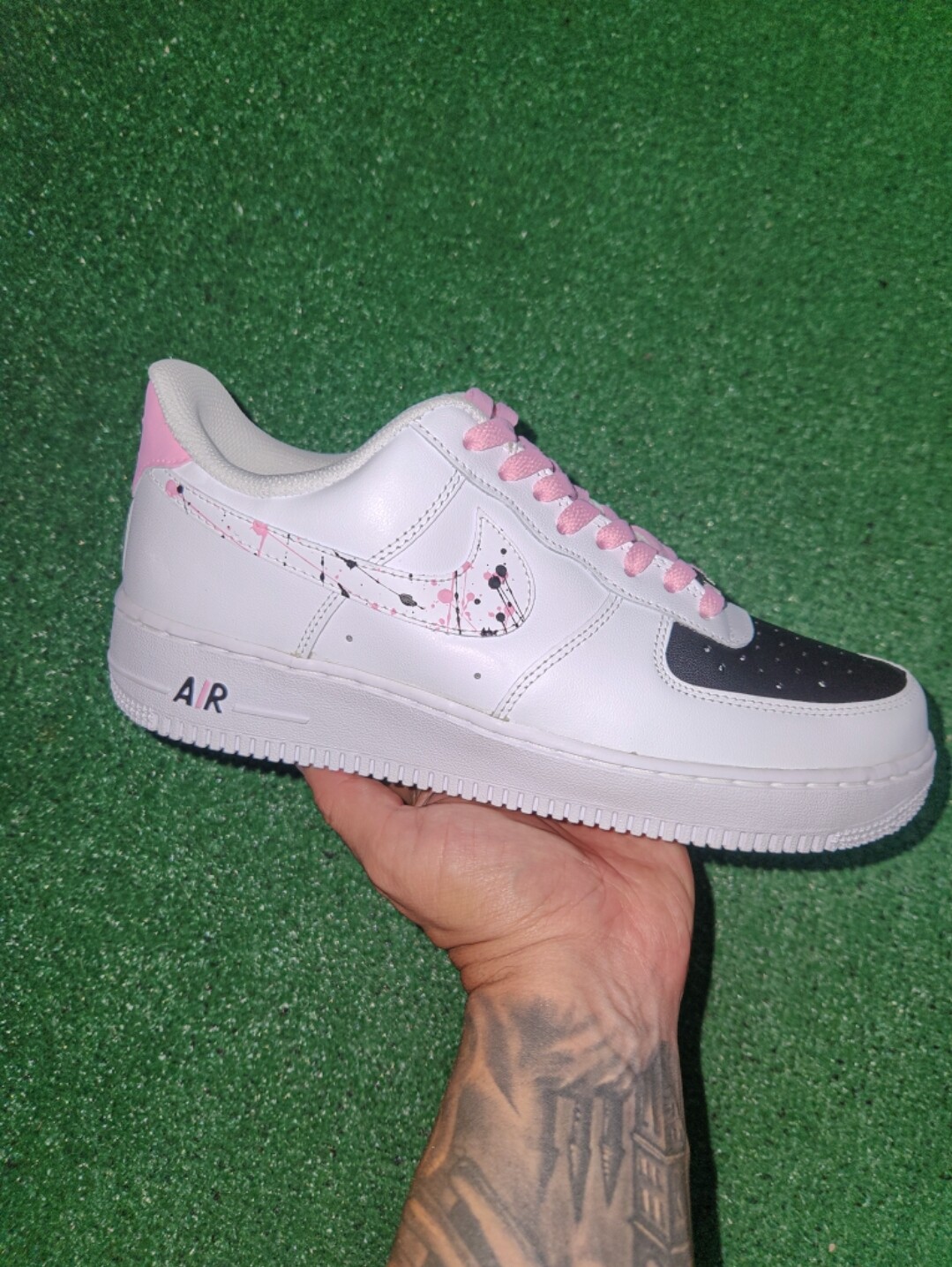 Nike Air Force 07 donna bianco rosa nero personalizzato ragazze Gs uomo 🙂