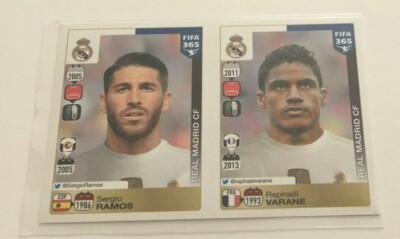 Chrome Sticker Sergio RAMOS Raphaël VARANE Real Madrid PANINI FIFA 365 2016