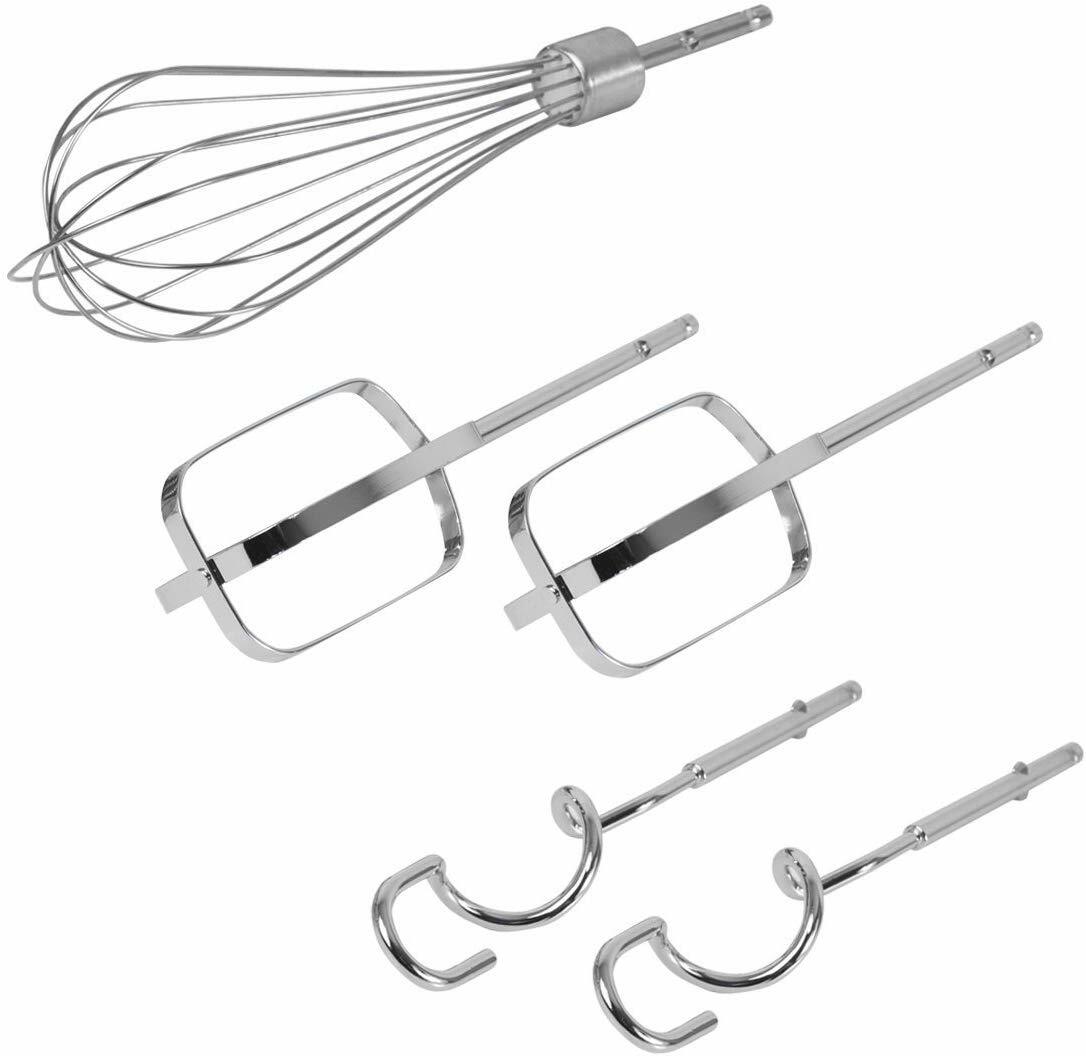 Hand Held Mixer Multi Use 5 Speed Chrome Beaters Dough Hooks whisk