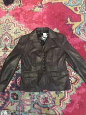 Beachy Boho Festival Modern Coastal nwt Chocolate Brown Leather Jacket Size Xl