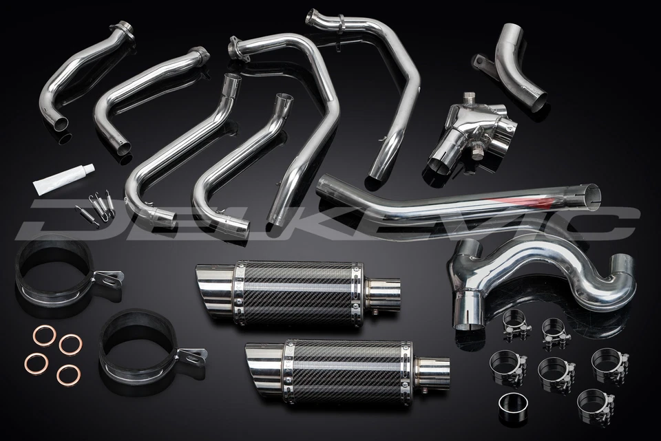 Silenciadores redondos de carbono Honda VFR800 V-Tec 02-09 escape completo 4-2 8" - Imagem 3 de 4