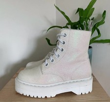 Dr Martens Molly White Glitter Iridescent Platform Quad BOOTS Size UK 3 for  sale online | eBay