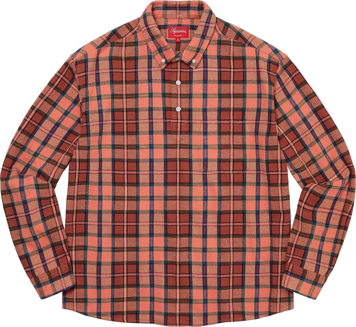 Supreme Pullover Plaid Cotton Flannel Shirt Pink Men