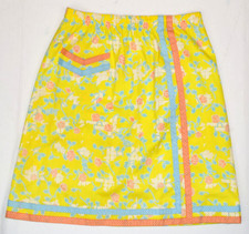 Vintage Lilly Pulitzer Skirt Size S 70s Lemon Yellow Floral Buds Ribbon Trim
