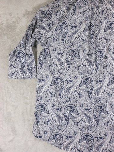 Lauren Ralph Lauren Shirt Men's XL Button Up 3/4 Sleeve Black Paisley Navy - Picture 13 of 17