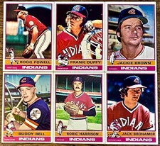1976 Topps Cleveland Indians Jackie Brown Buddy Bell RoricHarrison Jack Brohamer