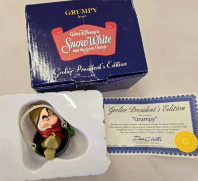 Grolier President's Edition Grumpy From Snow White Ornament W COA & MIB