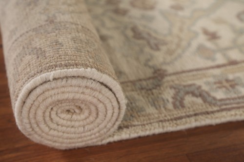 Ivory Floral Oushak Hallway Runner Rug 2' 7" x 11' 6" Handmade Oriental Carpet - Picture 9 of 12