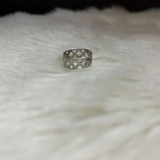 Silver Tone Trellis Cut Out Ring Size 6
