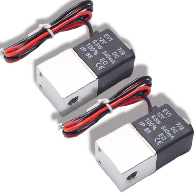 2PCS 1/8'' Inch 2 Way Air Water Electric Solenoid Valve Normally Closed DC 12V US