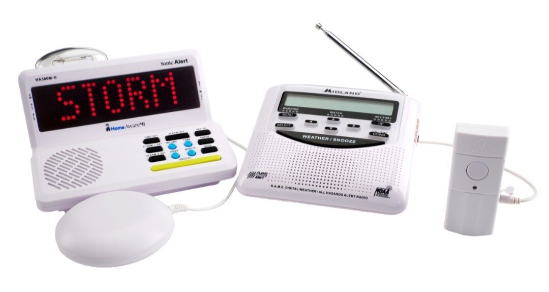 Sonic Alert HA360WRB WEATHER BUNDLE NIB Bed Shaker Radio Security Includes Main 